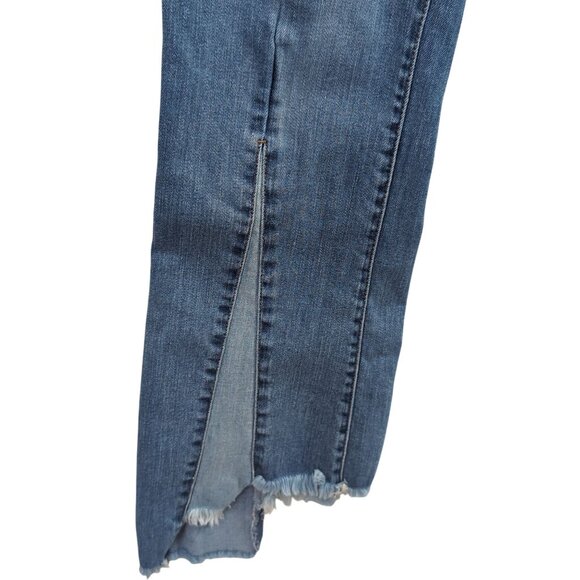 William Rast Crop Flare Jeans Womens 27 Blue Frayed Hem Stretchy Festival Boho - Picture 4 of 12